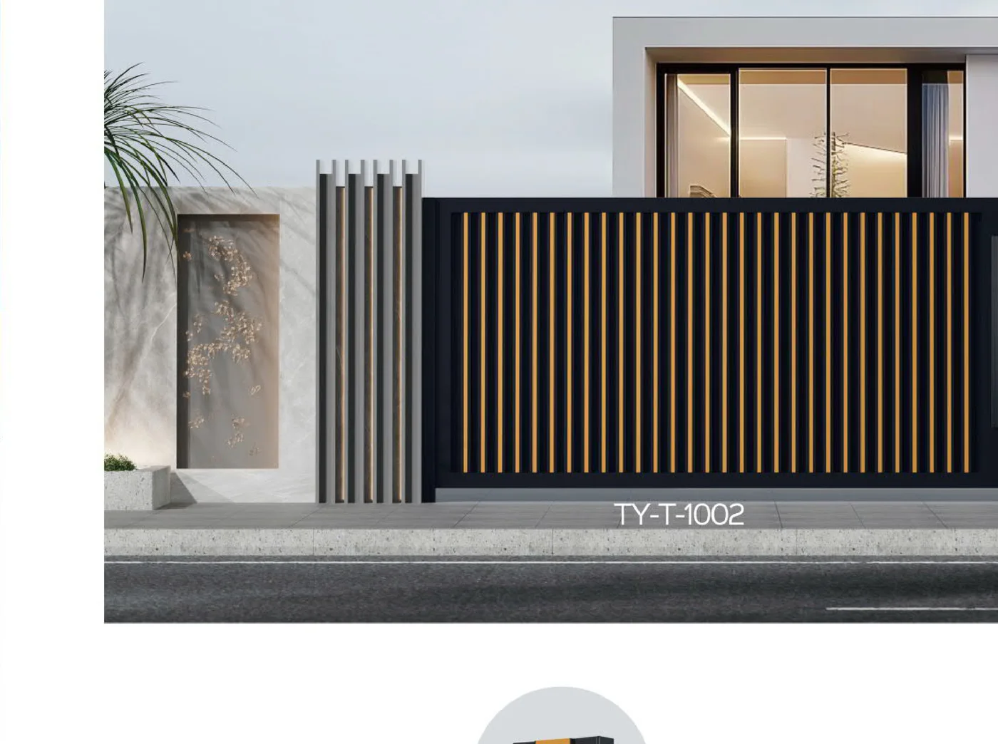Aluminium villa courtyard gate in graphite grey